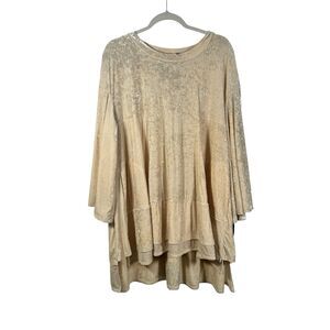 HAH Hot as Hell Cream Crushed Velvet Bell Sleeve Mini Dress FLAW Womens Large